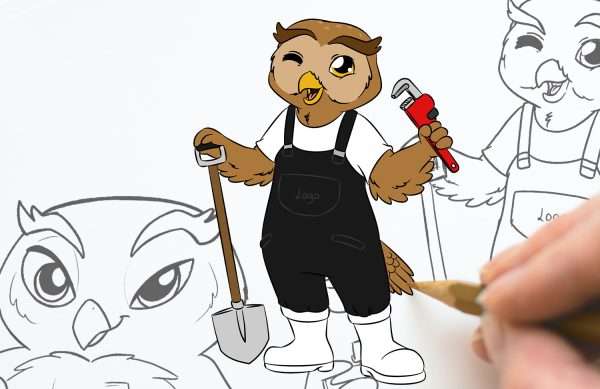 Character-Design-Example-Owl-by-Promo-Bears Custom Mascot Costumes for Promo Bears are designed by professional mascot costume designers